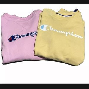 COPY - Champion Crewneck Sweatshirts Embroidered Logo Womens Large Yellow And P…